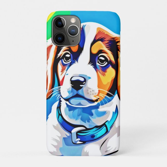 Welpenportrait: farbenfrohe Junge Case-Mate iPhone Hülle (Rückseite)
