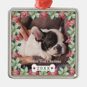 Welpe's First Christmas Foto Ornament Aus Metall