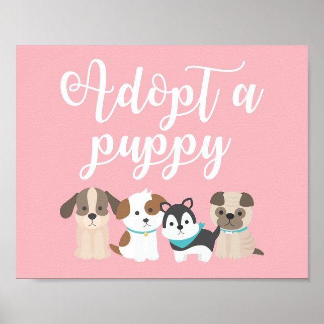 Welppy Birthday Party Sign Adoptierte ein Puppy Pi Poster (Vorne)