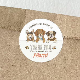 Welppy Dog Birthday Party Danke Runder Aufkleber
