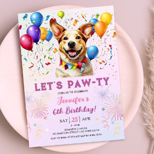 Welppy Lasse Pawty Birthday Party Girl 6. Geburtst Einladung