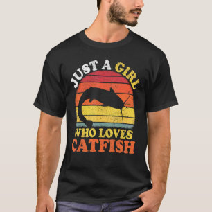 Wels Fisch Vintage Nur Ein Mädchen Das Wels Liebt T-Shirt