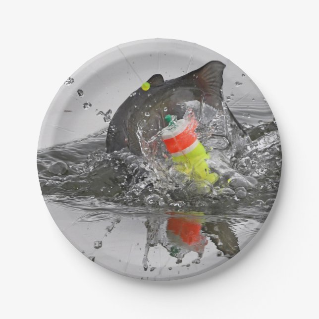 Wels nimmt dem Köder photographische Kunst Pappteller (Vorderseite)