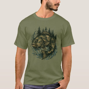 Wels-See-Angeln-Berge-Angler Fisch T-Shirt