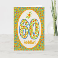 Welsh 60. Geburtstagskarte, Orange Pot Marigolds