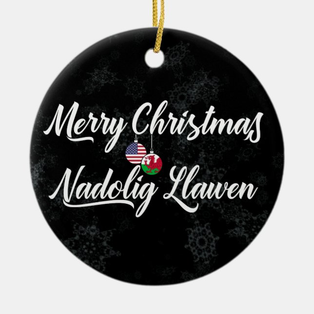 Welsh American Bilingual Holiday Dekoration (Vorne)
