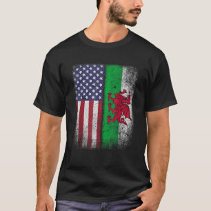 Welsh American Flag Wales Usa Pride America Gesche T-Shirt