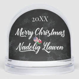 Welsh American Merry Christmas Schneekugeln