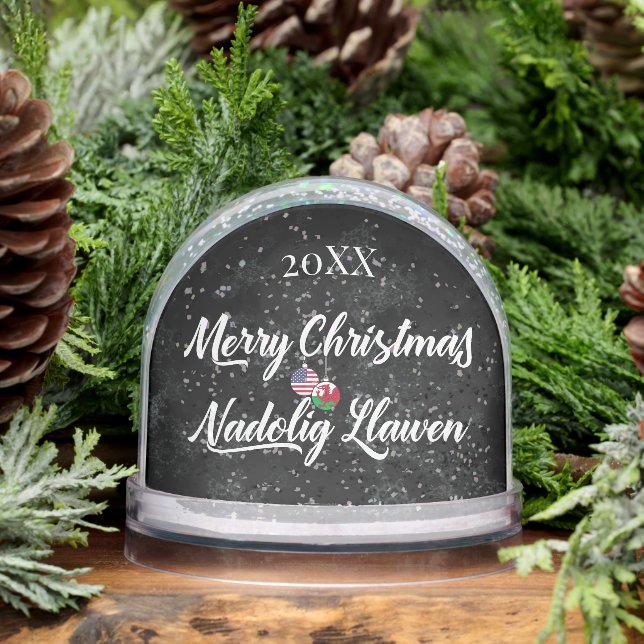 Welsh American Merry Christmas Schneekugeln (Winter)