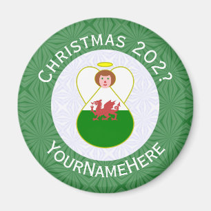 Welsh Angel Christmas Flag Personalisiert Magnet