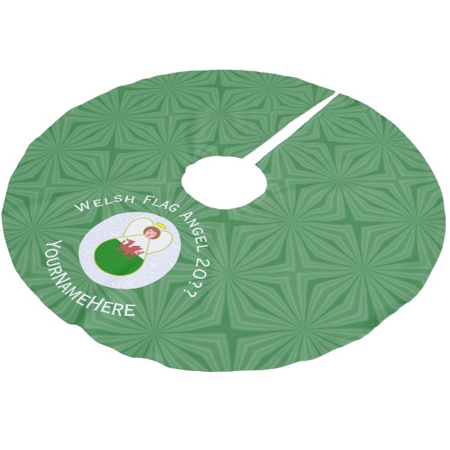 Welsh Angel Christmas Flag Personalisiert Polyester Weihnachtsbaumdecke (Schrägansicht)