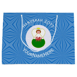 Welsh Angel Hanukkah Flag Personalized Große Geschenktüte