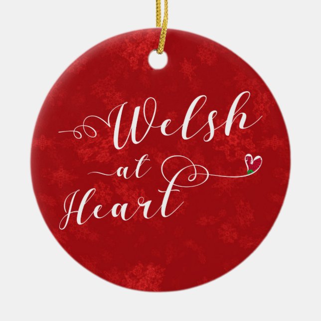 Welsh at Heart, Christmas Tree Ornament, Wales Keramikornament (Vorne)
