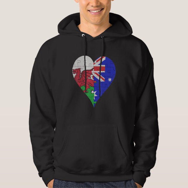 Welsh Australian Flag Heart Hoodie (Vorderseite)