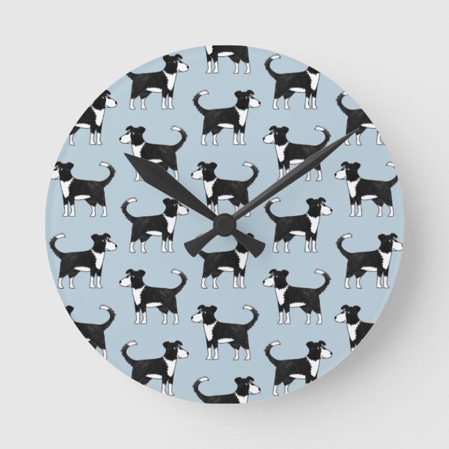 Welsh Border Collie Sheep Dog Muster Runde Wanduhr (Vorderseite)