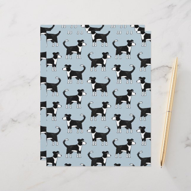 Welsh Border Collie Sheepdog Scrapbook Paper (Vorderseite/Rückseite Beispiel)
