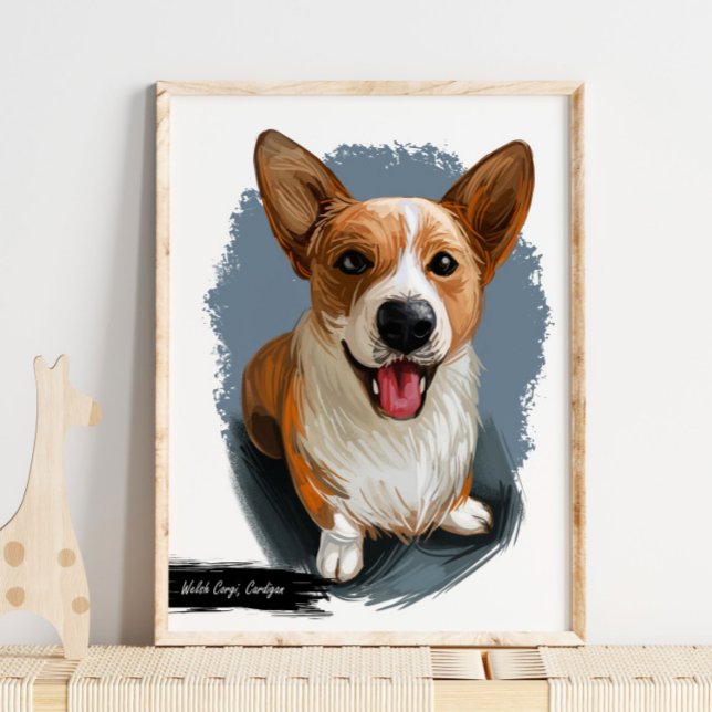 Welsh Cardigan Corgi Dog Portrait | Wall Print Poster (Von Creator hochgeladen)