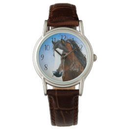 Welsh Cob Pony Watercolor Wildlife Watch Armbanduhr