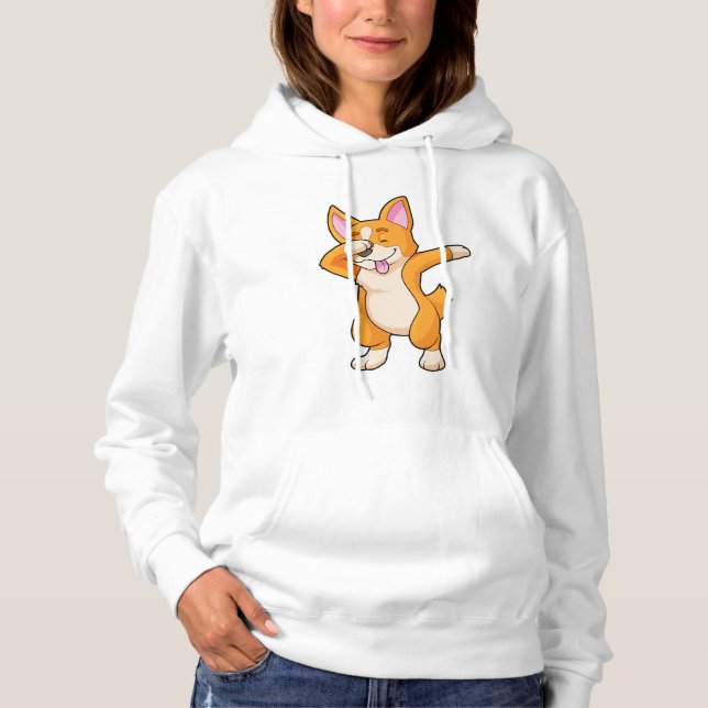 Welsh Corgi auf Hip Hop Dance Dab Hoodie (Vorderseite)
