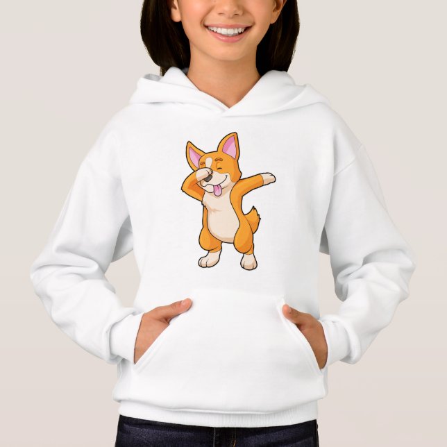 Welsh Corgi auf Hip Hop Dance Dab Hoodie (Vorderseite)
