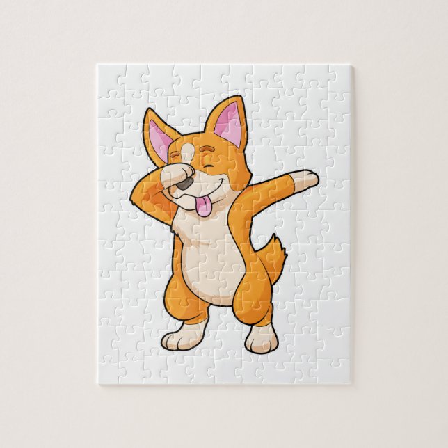 Welsh Corgi auf Hip Hop Dance Dab Puzzle (Vertikal)