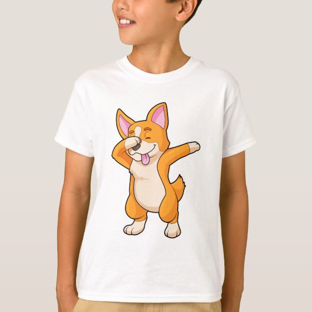 Welsh Corgi auf Hip Hop Dance Dab T-Shirt (Vorderseite)
