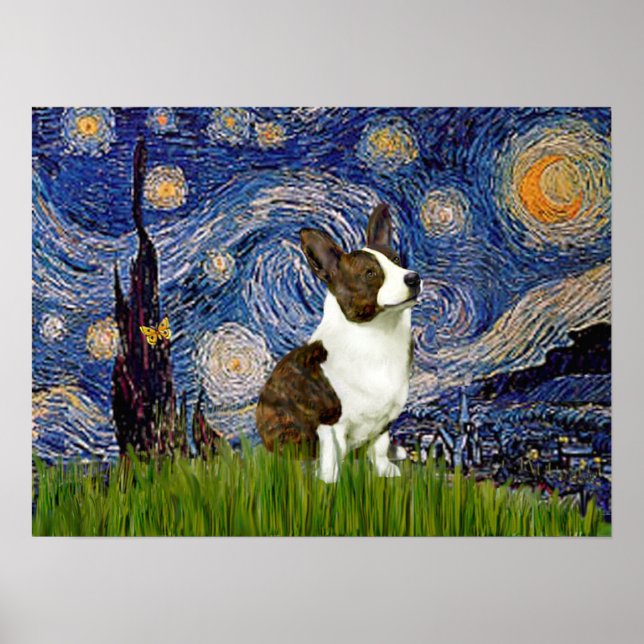 Welsh Corgi Cardigan - Starry Night Poster (Vorne)