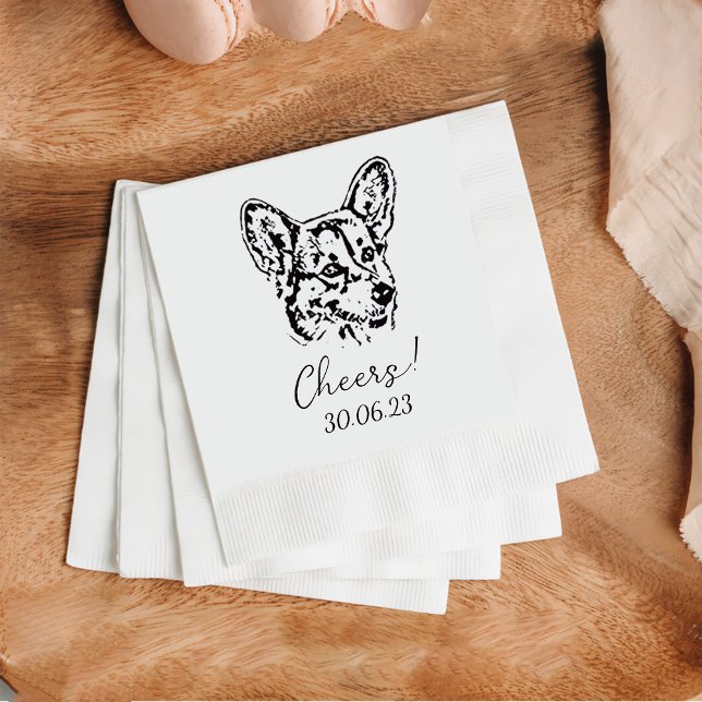Welsh Corgi Cheers Dog Custom Cocktail Napkin Serviette (Von Creator hochgeladen)