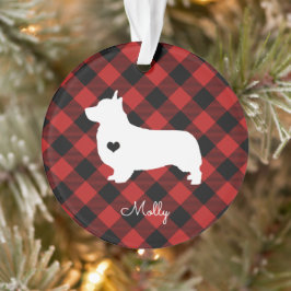 Welsh Corgi Christmas Karierter Hund Name Ornament