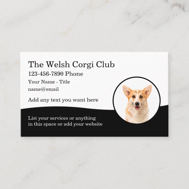 Welsh Corgi Dog Breed Theme Business Cards Visitenkarte (Vorderseite)