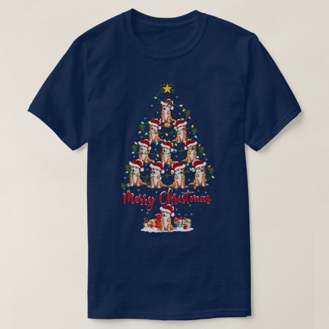 Welsh Corgi Dog Christmas Tree Lights Funny Welsh T-Shirt (Design vorne)