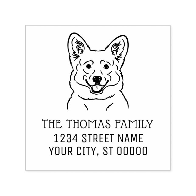 Welsh Corgi Dog Face Rücksendeadresse Permastempel (Design)