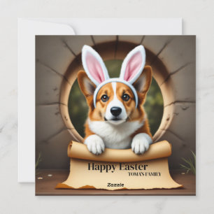 Welsh Corgi dog - mit Familienname Feiertagskarte