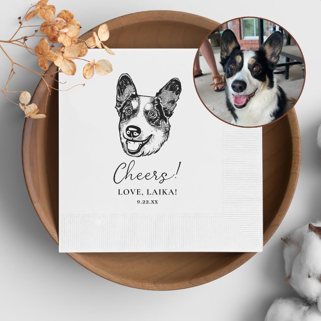Welsh Corgi Dog Personalisiert Cheers Napkins Serviette (Von Creator hochgeladen)