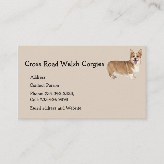 Welsh Corgi Dog Pet Animal Logo Business Card Ma Visitenkarte (Vorderseite)