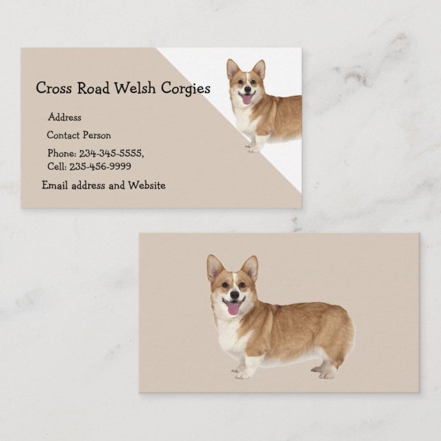 Welsh Corgi Dog Pet Animal Logo Visitenkarte (Vorne/Hinten)