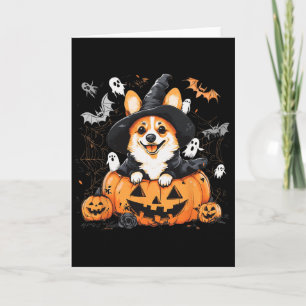 Welsh Corgi Dog Pumpkin Halloween Erntedank Karte