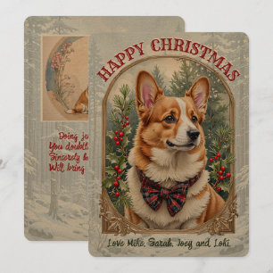 Welsh Corgi Dog Vintage Weihnachtskarte Feiertagskarte