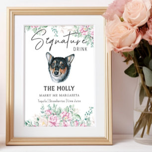 Welsh Corgi Dog Wedding Signature Drink Sign Poster