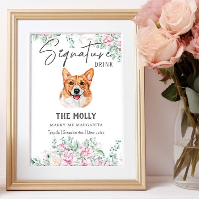 Welsh Corgi Dog Wedding Signature Drink Sign Poster (Von Creator hochgeladen)