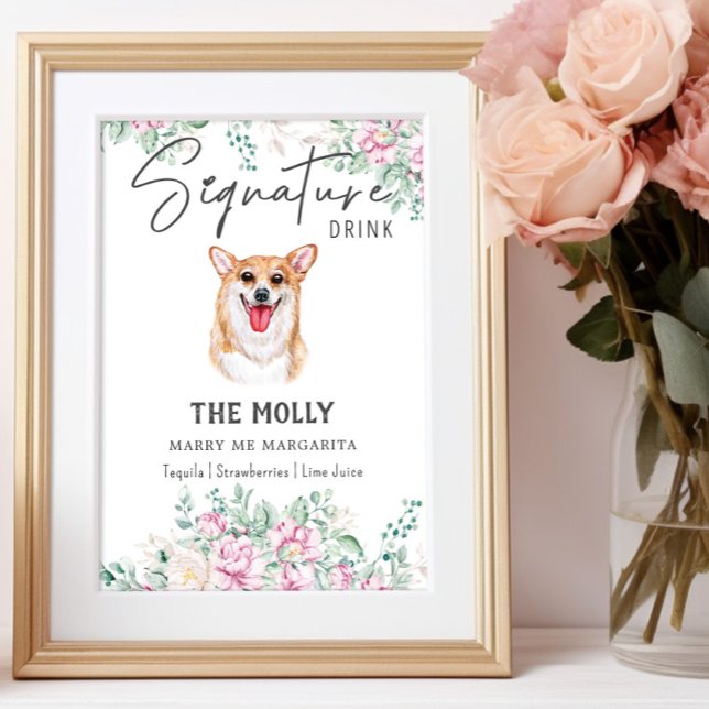 Welsh Corgi Dog Wedding Signature Drink Sign Poster (Von Creator hochgeladen)