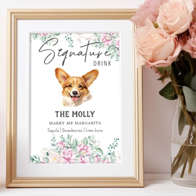 Welsh Corgi Dog Wedding Signature Drink Sign Poster (Von Creator hochgeladen)