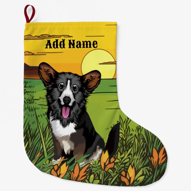 Welsh Corgi Großer Weihnachtsstrumpf (Vorderseite)