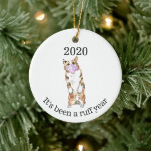 Welsh Corgi Hatte Ein Rauhes Jahr Gesichtsmaske 20 Keramik Ornament