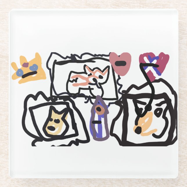 Welsh Corgi hearts  Glasuntersetzer (Vorderseite)