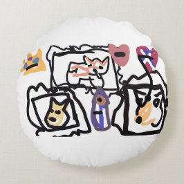 Welsh Corgi hearts  Rundes Kissen