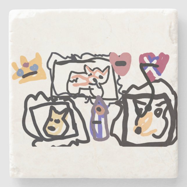 Welsh Corgi hearts  Steinuntersetzer (Vorderseite)