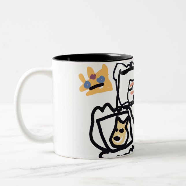 Welsh Corgi hearts  Zweifarbige Tasse (Links)