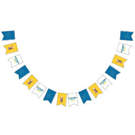 Welsh Corgi Hund in einer Geburtstagsparty Wimpelkette