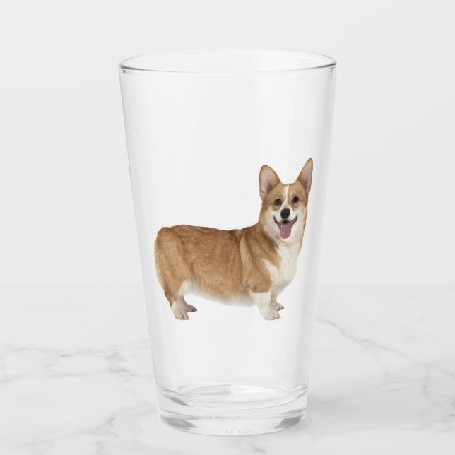 Welsh Corgi Hund Tierglas Glas (Vorderseite)